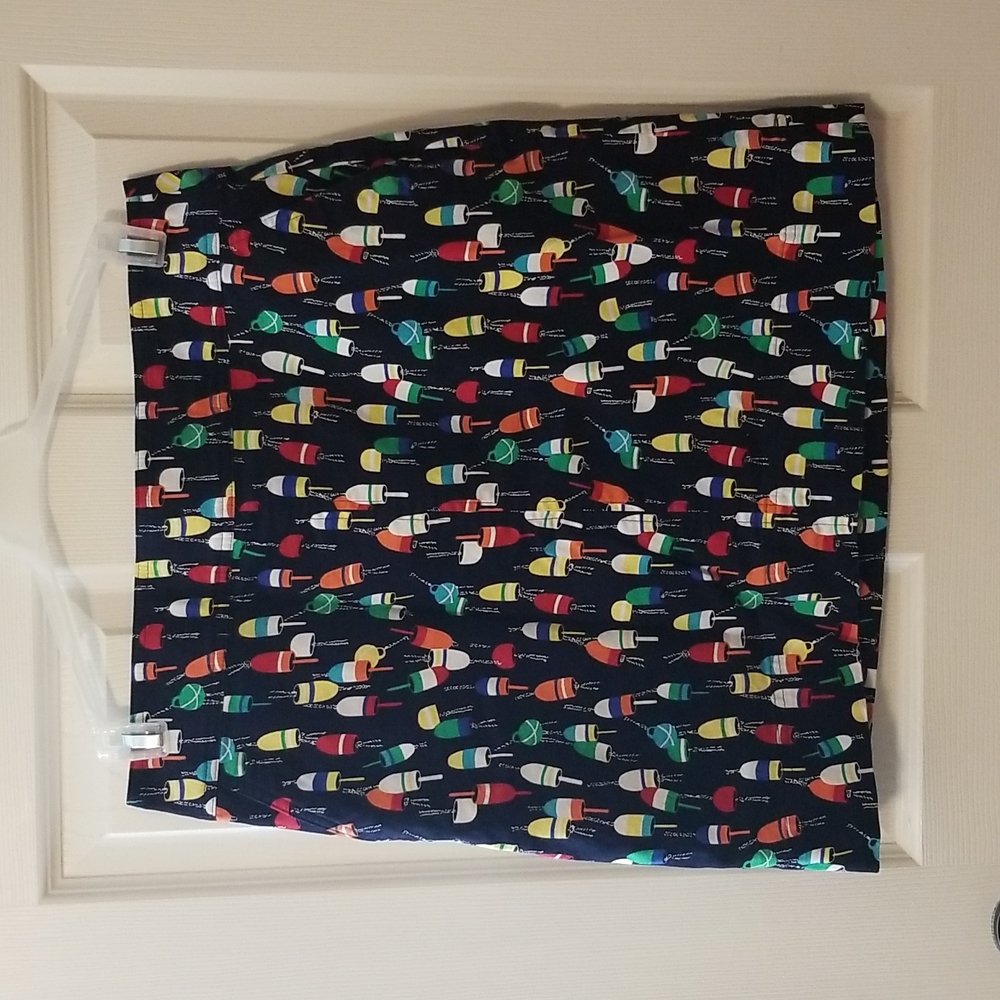 Talbots navy skirt with multi-colored buoys